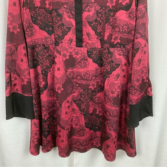 ModCloth Red&Black Retro Goddess Romance Long Sleeve Dress Sz.8 - Picture 7 of 16